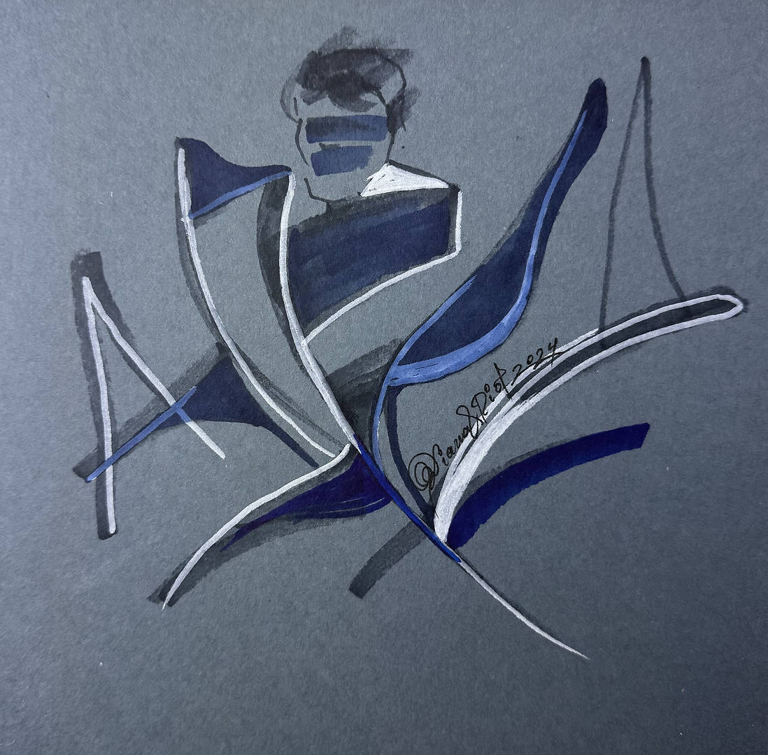 A Moment — markers on A5 paper small-format improvised drawing