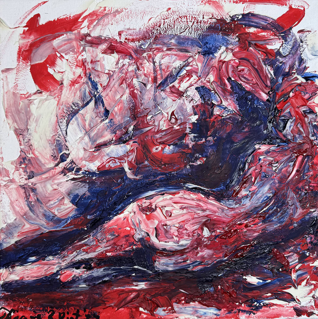 Fluid Motion — acrylic colors and texture paste on canvas, 30 × 30 cm