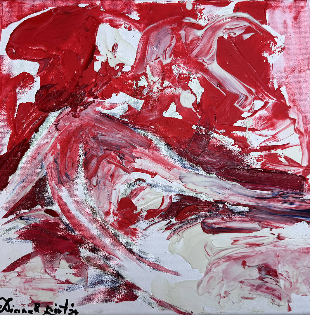 Silent Balance — acrylic colors and texture paste on canvas, 30 × 30 cm