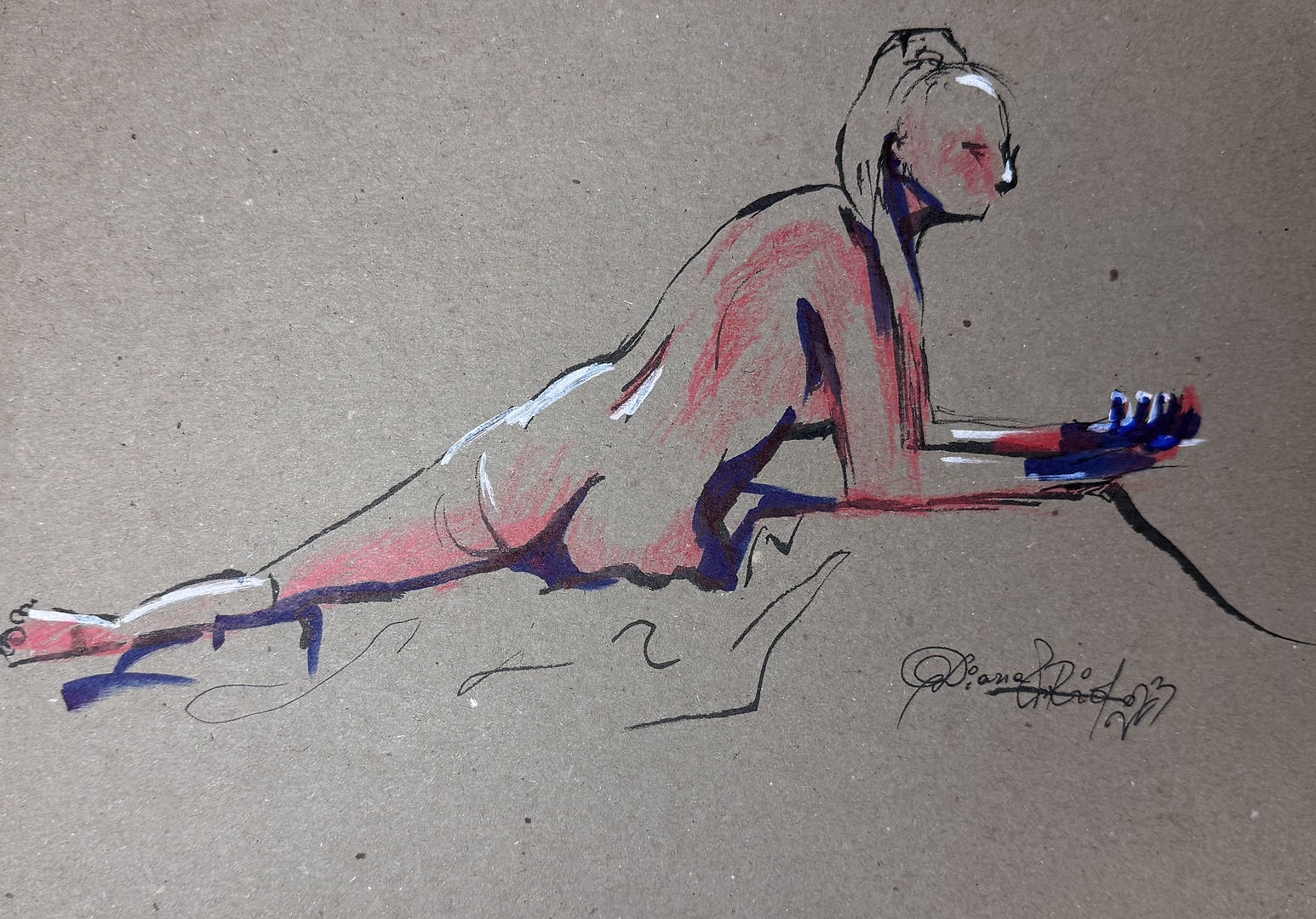 Silent Tension — markers on paper life drawing capturing tension between motion and stillness