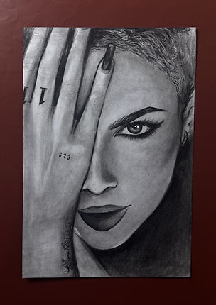 Pencil portrait of Ashley Frangipane as Halsey