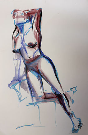 Flowing Gesture — watercolor pencils and markers on A4 paper flowing figure