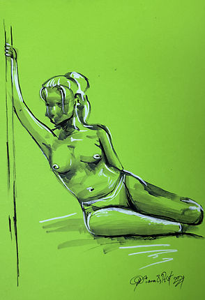 Flowing Pose — markers on paper life drawing study