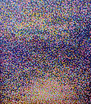 Gateway to the Subconscious — acrylic markers on A4 paper with dense shimmering dots and ascending glow