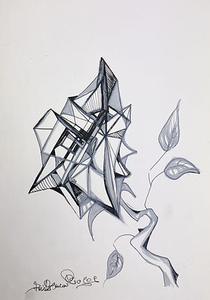 geometric abstract rose drawn with pen and marker