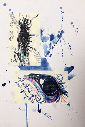 Abstract watercolor and pen artwork depicting organic growth and energy