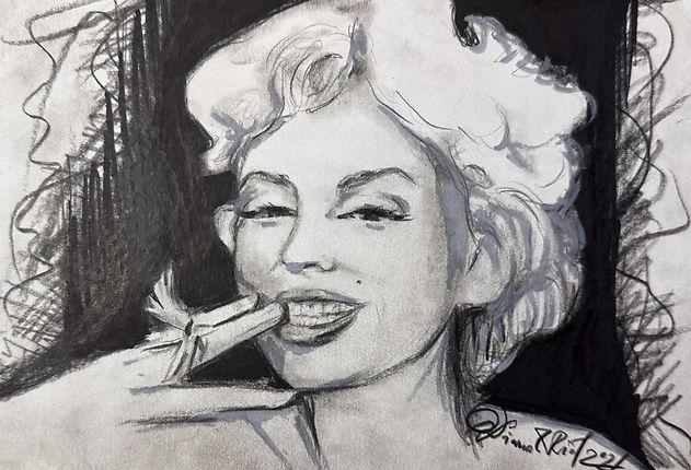 Pencil drawing of a flower inspired by Marilyn Monroe