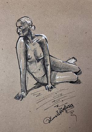 Poised Balance — markers on paper female seated figure study