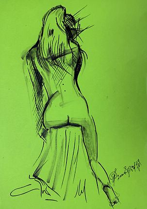 Resting Form — markers on paper seated figure study A4