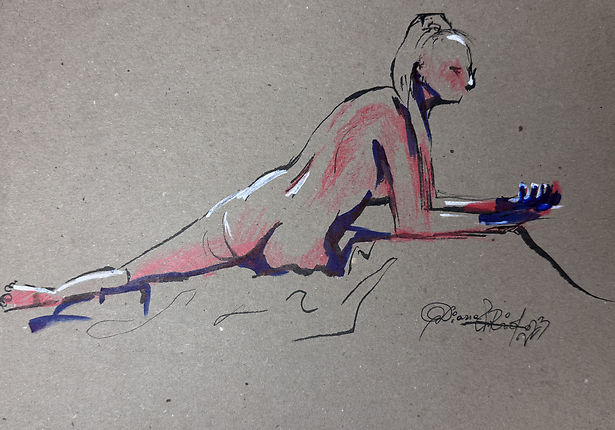 Silent Tension — markers on paper life drawing capturing tension between motion and stillness