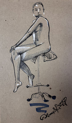 Stretch of Silence — markers on paper dynamic stretching figure
