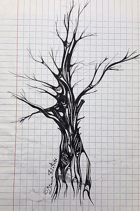 intuitive pen drawing of a symbolic tree
