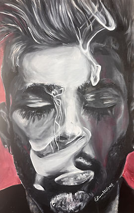 Large oil on paper portrait of Zayn Malik