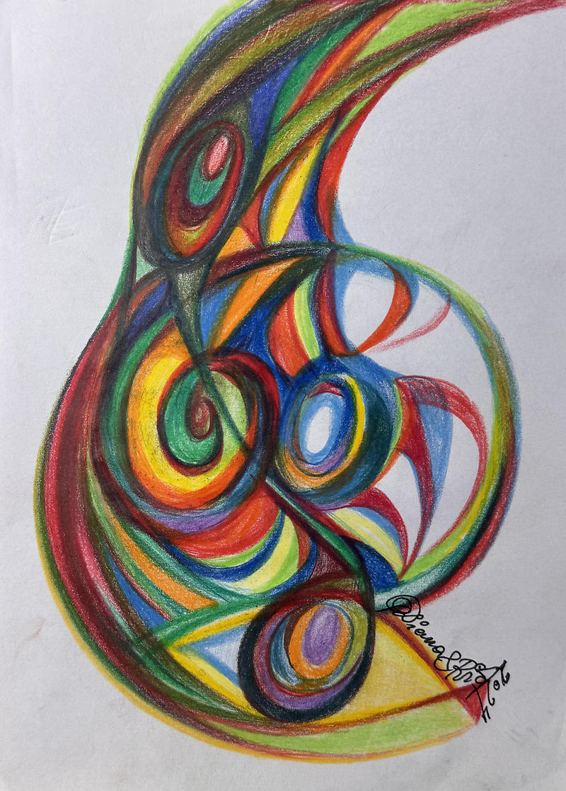 Colorful Music — color pencil drawing 14.8 × 21.0 cm improvisational abstract