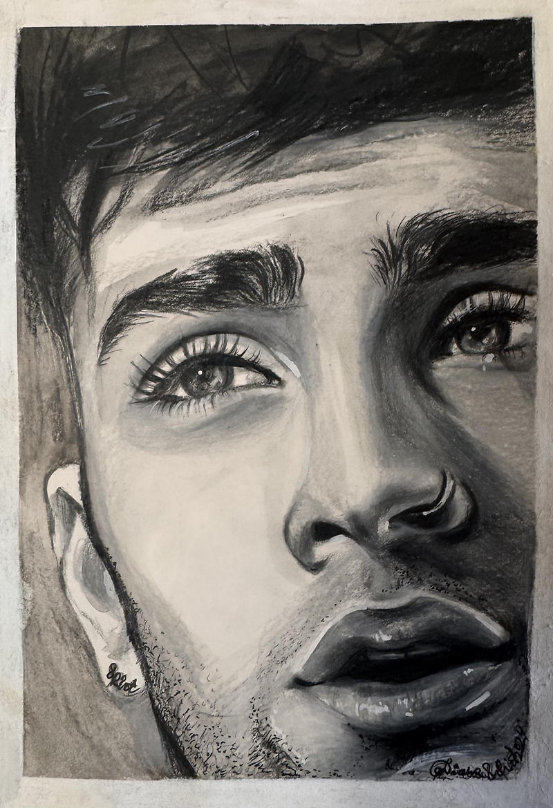 A5 pencil portrait of Zayn Malik on paper